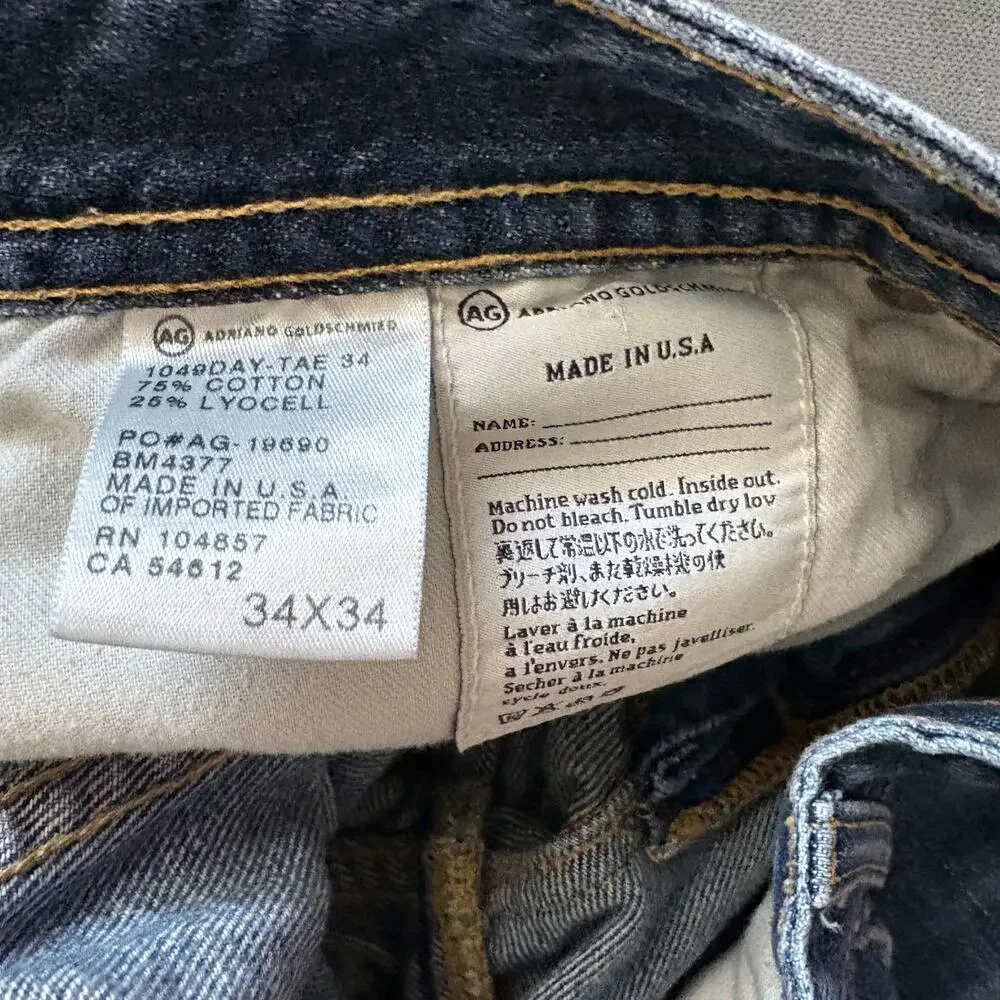 AG Adriano Goldschmied The Protégé Straight Leg Jeans 34x34 USA Normcore - Picture 7 of 8